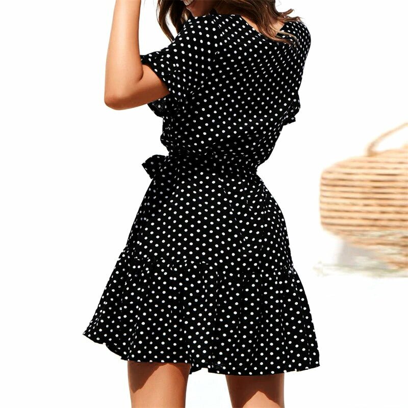 Robe à Pois Noir et Blanc